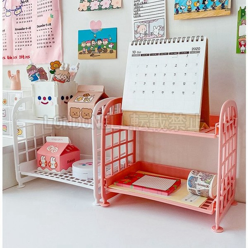 インテリア 雑貨 収納 棚 ラック パステル ミニ 棚 小型 デスク 卓上 収納 整理用品 事務用品 オフィス用品 2段 多機能 組み立て式 おしゃれ 通販 Lineポイント最大get Lineショッピング