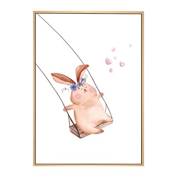 盪鞦韆的兔子  30 x 40cm  金色