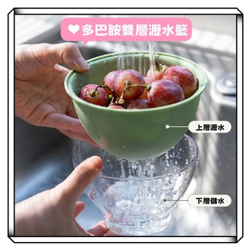 【現貨】瀝水籃 650ml 一人碗 雙層瀝水籃 洗菜籃 洗水果 清洗過濾籃 廚房用品 淘菜籃 過濾籃 籃子 家用洗菜藍