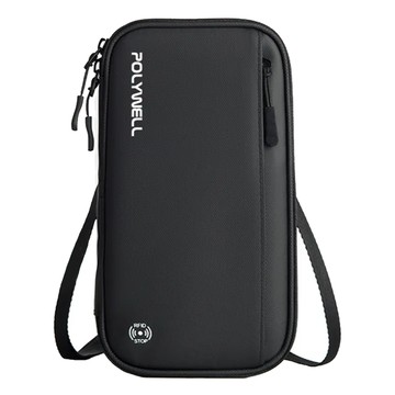 POLYWELL 寶利威爾 護照信用卡旅行收納包  23 x 13 x 3cm  黑色