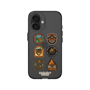 iPhone 16 Clear (相機按鈕) 酷墨灰 - KID - 露營布章