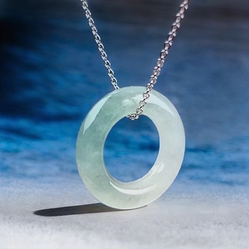 【願‧平安】冰種飄花翡翠平安環項鍊 | 天然緬甸玉A貨翡翠 |送禮