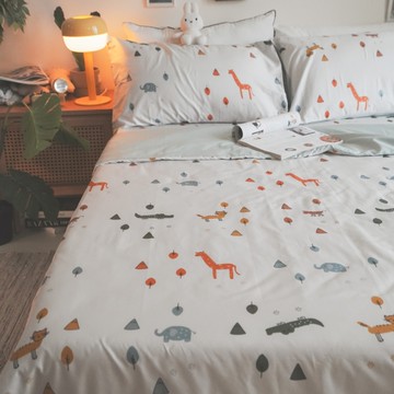 動物森活 Q3加大床包＋雙人鋪棉兩用被四件組 100%精梳棉(60支) 台灣製 棉床本舖