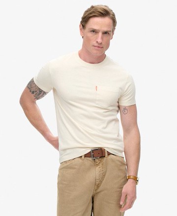 Superdry Men's Men's Essential Washed Pocket T-Shirt - Size: S Cream