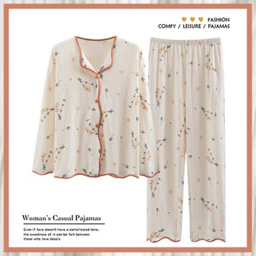 浪莎2025年新款睡衣女春秋純棉長袖可外穿休閑可愛少女家居服套裝