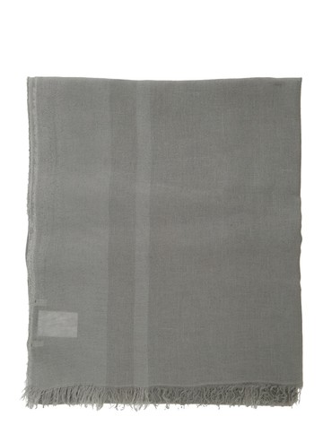 Antonelli Grey Scarf With Rectangular Design And Frayed Edges In Linen Blend Woman