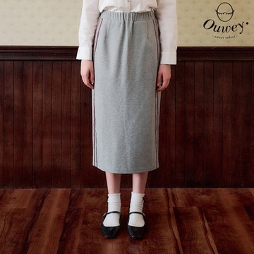 OUWEY歐薇 棉質百搭中長裙(灰；S-L)