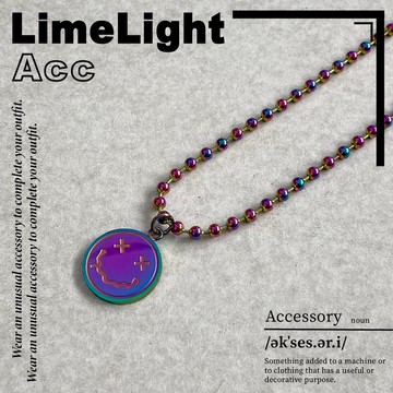 ☆LimeLight☆ 燒鈦色 炫彩 樂團 死亡笑臉 調皮 笑臉 項鍊 珠珠 鈦鋼 單一尺寸