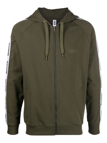 Moschino - logo-tape zipped hoodie - men - Cotton/Elastane - L - Green
