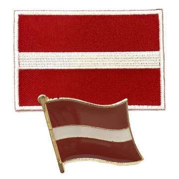 A-ONE 匯旺 國旗刺繡 + 國旗別針 DIY國旗刺繡徽章 8 x 5 cm 聚酯纖維 背部自黏  拉脫維亞 白色 + 紅色