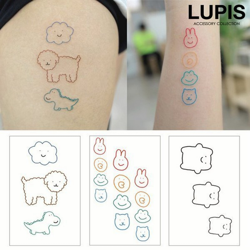 タトゥーシール レディース アニマル ゆるかわ かわいい カラー 線画 おしゃれ ルピス 通販 Lineポイント最大0 5 Get Lineショッピング