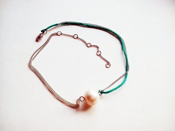 海水綠自家設計淡水珍珠腳鏈-Sea Breeze系列