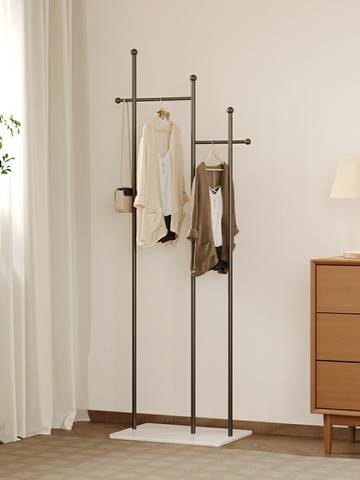 落地式掛衣架衣帽架  輕奢家用立式掛衣架奶油風臥室客廳入戶衣帽架網紅落地轉角衣帽架