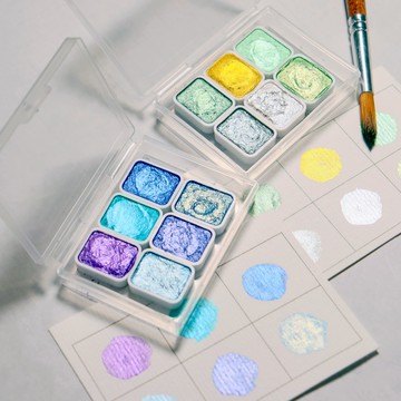 【美術】6色珠光暈染顔料 🎨 詩色 日式美甲彩繪 六色珠光顔料 暈染 網紅珠光 水彩 手工固體顏料 繪畫顔料1ml