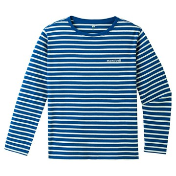 ├登山樂┤Mont-Bell Wic Striped童款條紋長T脊藍/白  1104812BR/WT