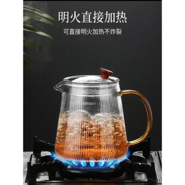加厚防爆耐熱玻璃泡茶壺高硼硅錘紋茶壺花茶壺辦公室個人小號茶具