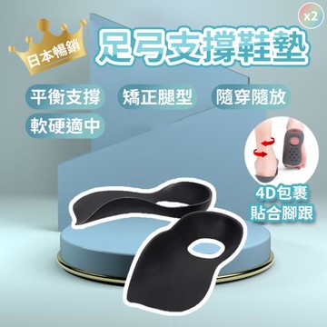 足弓支撐釋壓舒適鞋墊(4入組)