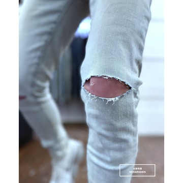 E7th.厚磅復古一字刀割小直筒(E7J30712504) 素色牛仔 顯瘦彈性 修身窄管 極淺水洗 男生牛仔褲