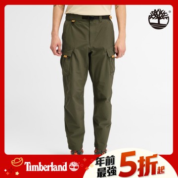 (領券再折)Timberland官方旗艦 男款軍綠色彈性快乾運動長褲|A6VBTA58