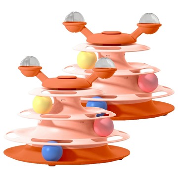 四層貓轉盤 旋轉風車軌道盤 Set 甜粉橘 2入  1組