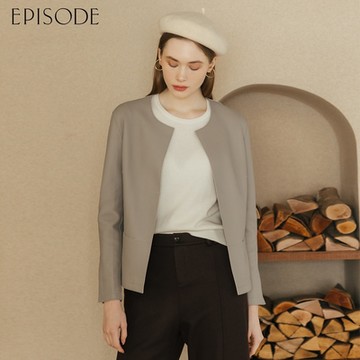 EPISODE - 氣質輕薄柔軟羊皮圓領皮衣外套E35006
