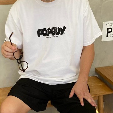 CultT 獨家設計-【POPGUY】日系寛鬆剪裁白色 短袖 Tee (成人/中)