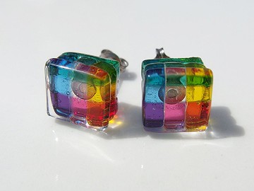 [Rainbow] Thank you glass(謝謝[Rainbow]) 鈦金耳針/耳夾[金屬配件可選擇] [Made-to-order]