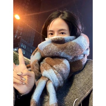 女加厚百搭一體馬海毛絨大圍巾