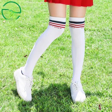 新品高爾夫過膝襪子golf女純棉高筒襪運動襪美腿條紋長筒襪