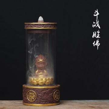 斗戰勝佛倒流香香爐香座擺件茶桌擺設茶寵茶玩陶瓷猴子孫悟空香臺