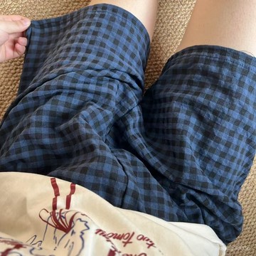 ⚡臺灣爆品⚡棉感2025格子短褲睡褲新款薄款家居休閒遛彎寬鬆可外夏季居家 WFTV