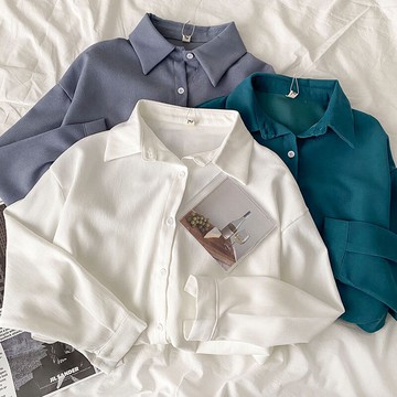 白色長袖襯衫女新款秋冬季簡約百搭襯衣POLO領內搭氣質上衣