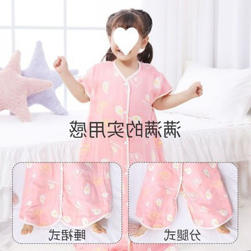 大童睡袋嬰兒薄款紗布分腿寶寶春夏薄款防踢被護肚子兒童睡覺雯沃鑫弘-萌寶童裝可開發票