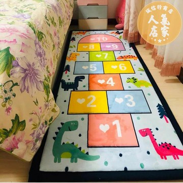 遊戲地毯 爬行墊 地毯 加厚兒童地毯臥室床邊防摔男孩女孩跳房子游戲飄窗兒童房可愛地墊