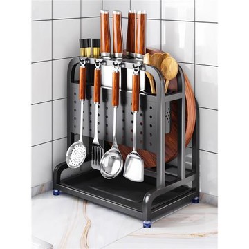 304不銹鋼廚房刀架置物架多功能筷筒一體砧板放菜板勺刀具收納架