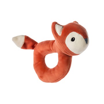 蜜兒 柔軟手搖鈴 橘紅色白色點綴 安全柔軟布料  淘氣狐狸  1個