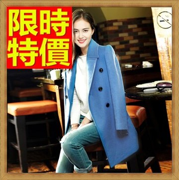 毛呢外套 女大衣-羊毛美麗諾翻領雙排扣長版女外套63ae9【獨家進口】【米蘭精品】