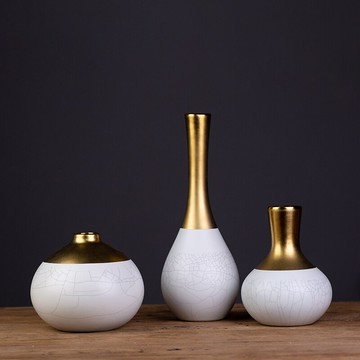 景德鎮陶瓷擺件新中式歐式裝飾品裂紋釉瓶電視柜酒柜客廳玄關花瓶