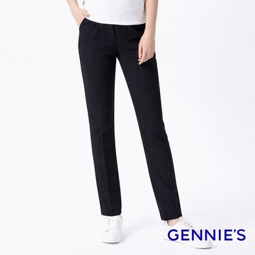 Gennies奇妮 舒適百搭上班孕婦八分褲(黑T4L02)