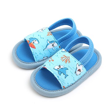 韓國 OZKIZ - 消音防滑室內鞋-鬆緊帶款(印花)-藍