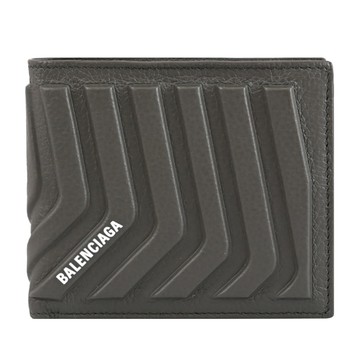 BALENCIAGA 巴黎世家 683426 立體輪胎紋對開8卡短夾.軍綠