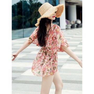 性感比基尼泳衣女裙式分體三件套罩衫新款泳裝性感泡溫泉女游泳衣