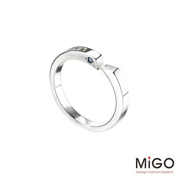 MiGO 牽手鑽石/藍寶石/白鋼男戒指