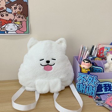 💯台灣出貨#大容量可愛毛絨雙肩包新款甜美白色抱枕包包玩偶公仔洋氣背包批髮