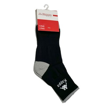 Kappa 條紋LOGO印花雙色中筒襪  黑色 + 灰色  9