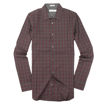 美國百分百【全新真品】Calvin Klein 襯衫 CK 長袖 上衣 酒紅 純棉 春夏 格紋 男 S M A932