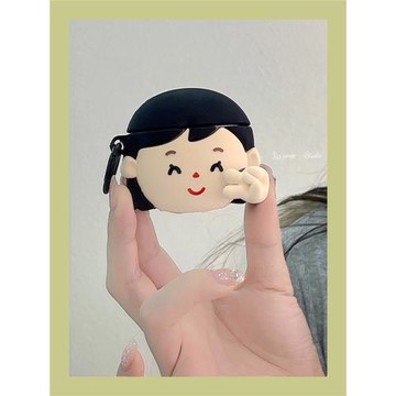 可愛旋轉比耶女孩適用蘋果新3代airpods4藍牙無線耳機保護套airpods1/2硅膠軟殼airpodspro二代女生新款小眾