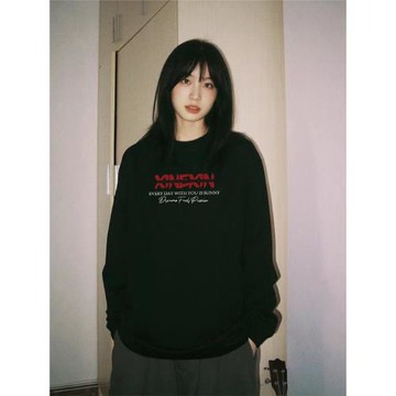 純棉長袖t恤女秋冬大碼打底衫內搭正肩衛衣寬松美式黑色短袖上衣