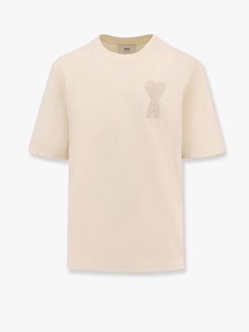 Biologic cotton t-shirt with ami de coeur maxi embroidery - AMI PARIS - gender_Man