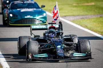 迷你切 1:18 1:43 奔馳W12 漢密爾頓 英國銀石GP勝利 舉旗f1車模